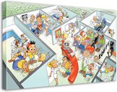 Tandarts Cartoon op canvas - Roland Hols - Praktijkkamers - 90 x 120 cm - Houten frame 4 cm dik - Orthodontist - Mondhygiënist