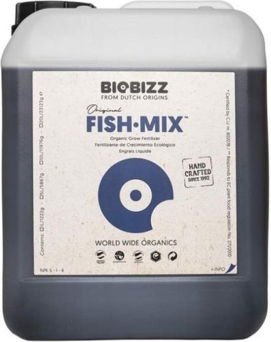 Biobizz Fish-Mix 5 Liter - Vis emulsie - Vis mix - Vloeibare Organische Meststof Voor Groei
