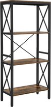 Maison Home wandkast hout boekenkast industrieel 4 planken – bruin zwart