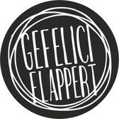 By Ronsie - Gefeliciflappert sticker - etiket rond 10 stuks  - doorsnede 46mm - cadeaustickers - afsluitstickers - decoratie stickers - Verjaardag - Feest - stickers - gift stickers