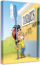 Tandarts Cartoon op canvas - Roland Hols - Deurbel - 60 x 40 cm - Houten frame 4 cm dik - Orthodontist - Mondhygiënist