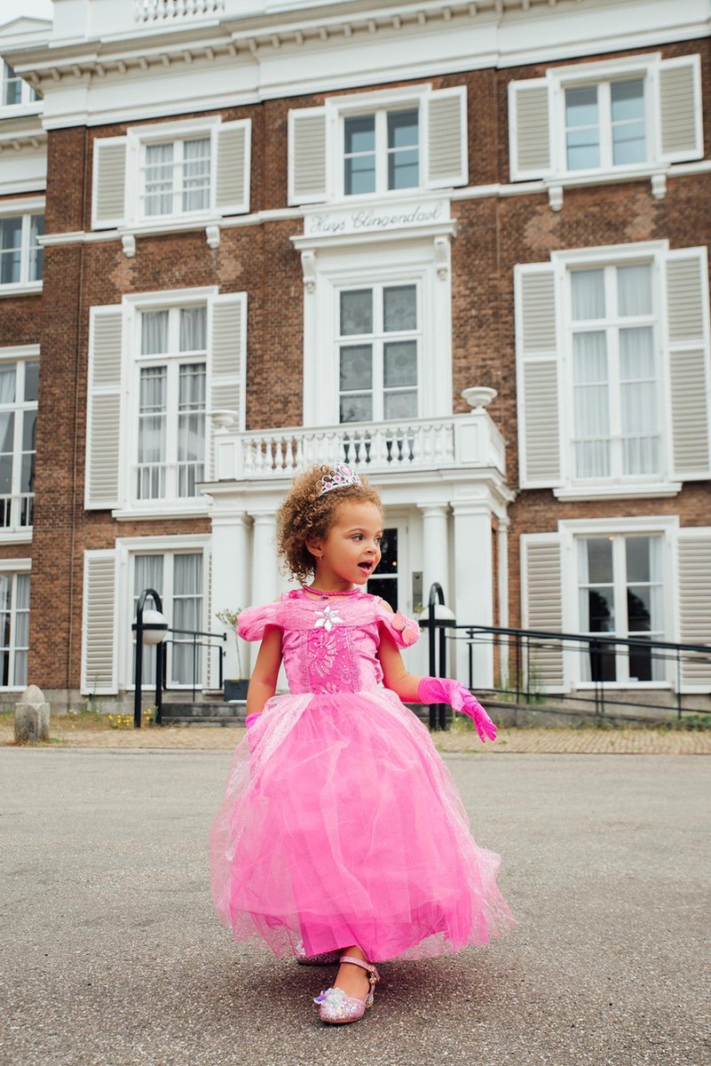 Het Betere Merk - Prinsessenjurk meisje - Roze vlinders - Verkleedkleren meisje - Toverstaf - Kroon - Tiara - Roze jurk - Fuchsia - Carnavalskleding kinderen — afbeelding 6