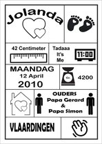 Geboorte Sticker papa's - Raam sticker - Muur sticker - Geboortekaart - Geboorte gegevens - Jongen - meisje - Nooby.nl