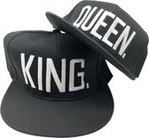 King & Queen Snapback Petten Set, Zilver, Hustle, Motivation, Goals