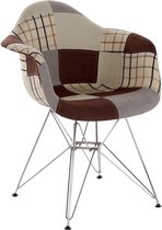 Stoel DKD Home Decor Patchwork Bruin Grijs Polyester Metaal (63 x 61 x 82 cm)