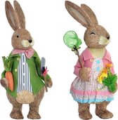 Decoratieve figuren DKD Home Decor Polyester Vezel Konijnenvlees (2 pcs) (27 x 21 x 62 cm)
