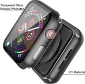 Misxi Zwarte harde hoes voor Apple Watch Series 6 / SE / Series 5 / Series 4, behuizing met gehard glas, schermbeschermer voor 44 mm horloge. Allround beschermhoes, ultradunne door