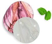 4 Luxe Glazen Onderzetters - Design Dromerig Marmer - Rond