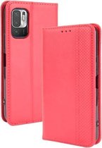 Voor Xiaomi Redmi Note 10 Magnetische Gesp Retro Crazy Horse Textuur Horizontale Flip Lederen Case met Houder & Kaartsleuven & Fotolijst (Rood)