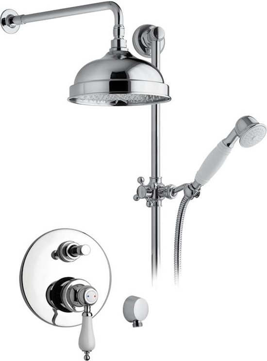 Sanitemodar Inbouwdoucheset van Zwart, Inbouw-douchearmatuur met 25 x 25 cm Hoofddouche, Inbouwdoucheset met Handdouche