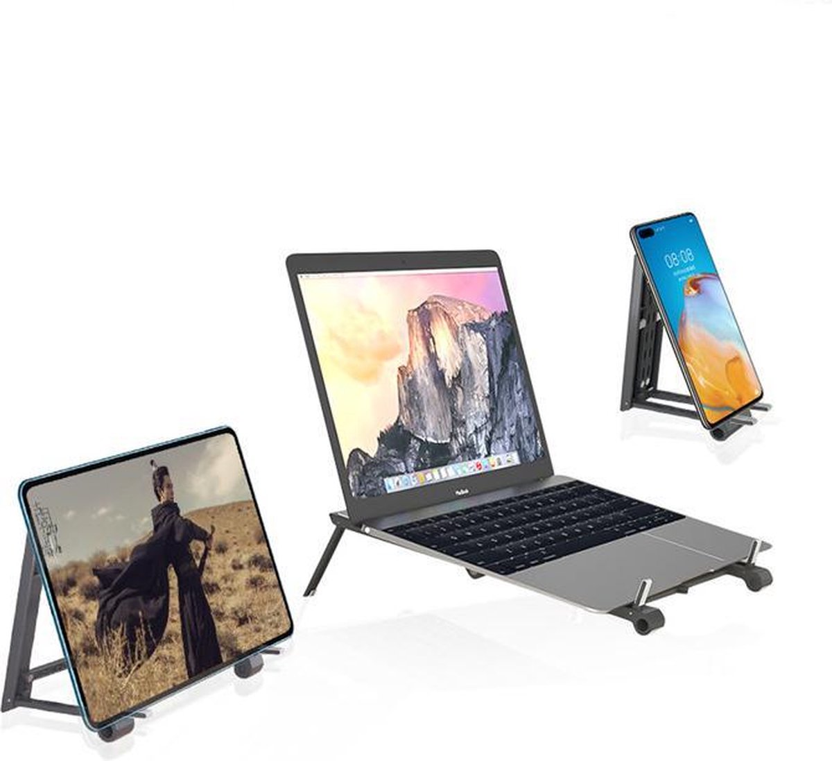 Garpex® Opvouwbare Laptop Standaard - 3-in-1 Standaard voor Laptop Tablet en Smartphone