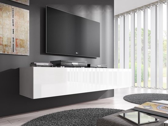 Meubella Meuble TV Flame - Blanc - 160 cm