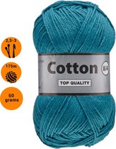 Lammy yarns Cotton eight 8/4 dun katoen garen - petrol blauw (457) - pendikte 2,5 a 3mm - 1 bol van 50 gram