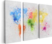 Artaza - Triptyque de peinture sur toile - Wereldkaart avec des taches de peinture - Abstrait - 120x80 - Photo sur toile - Impression sur toile