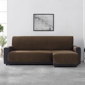 Velvet Quilt Chaise Longue Rechts - Bankbeschermer - 280cm breed - Bruin - Soft Touch - Anti-slip onderkant