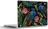 Laptop sticker - 11.6 inch - Borduren print - Pauw - Bloemen - Rozen - 30x21cm - Laptopstickers - Laptop skin - Cover