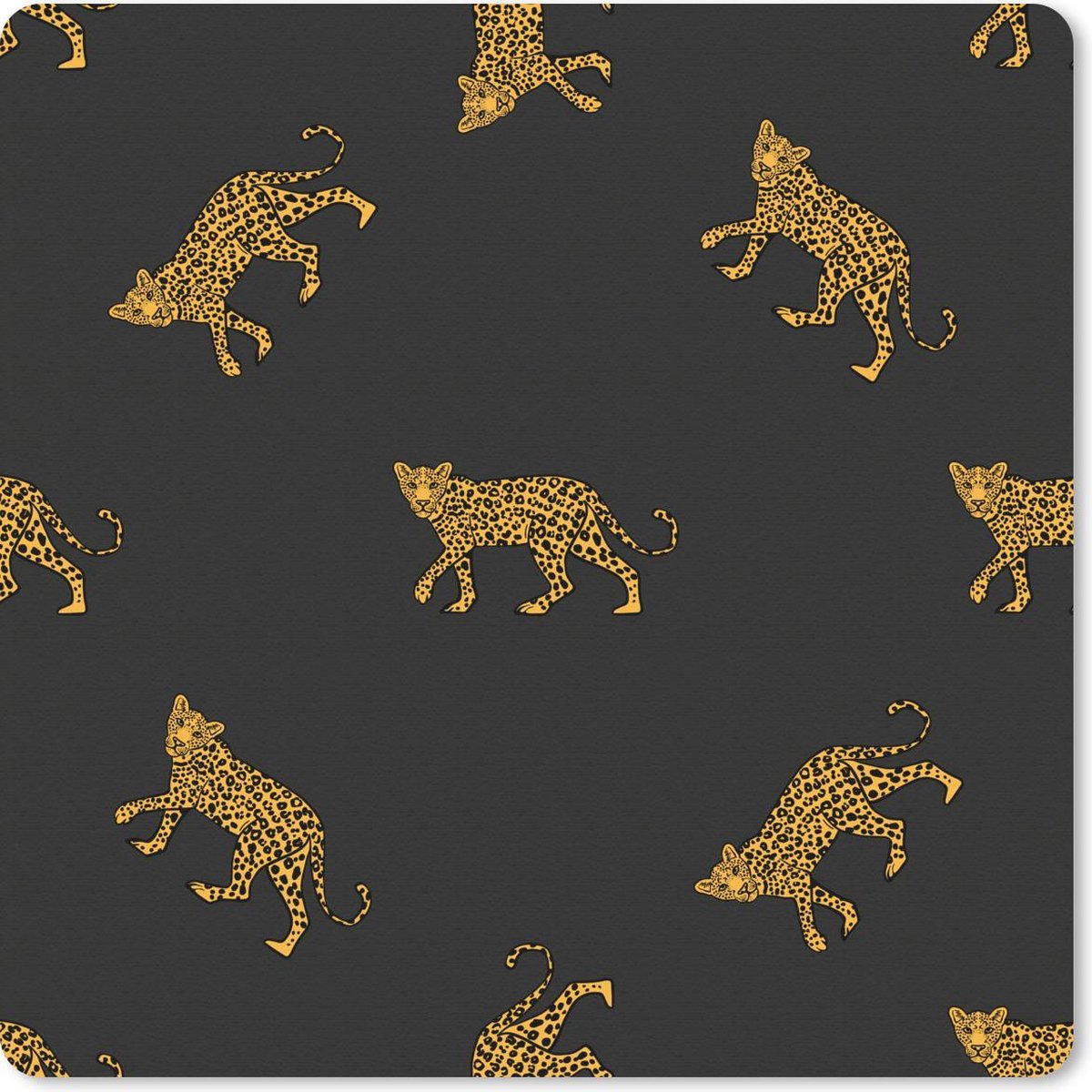 Muismat 30x30 cm - Mousepad Patronen - Panter - Goud - Muismatten