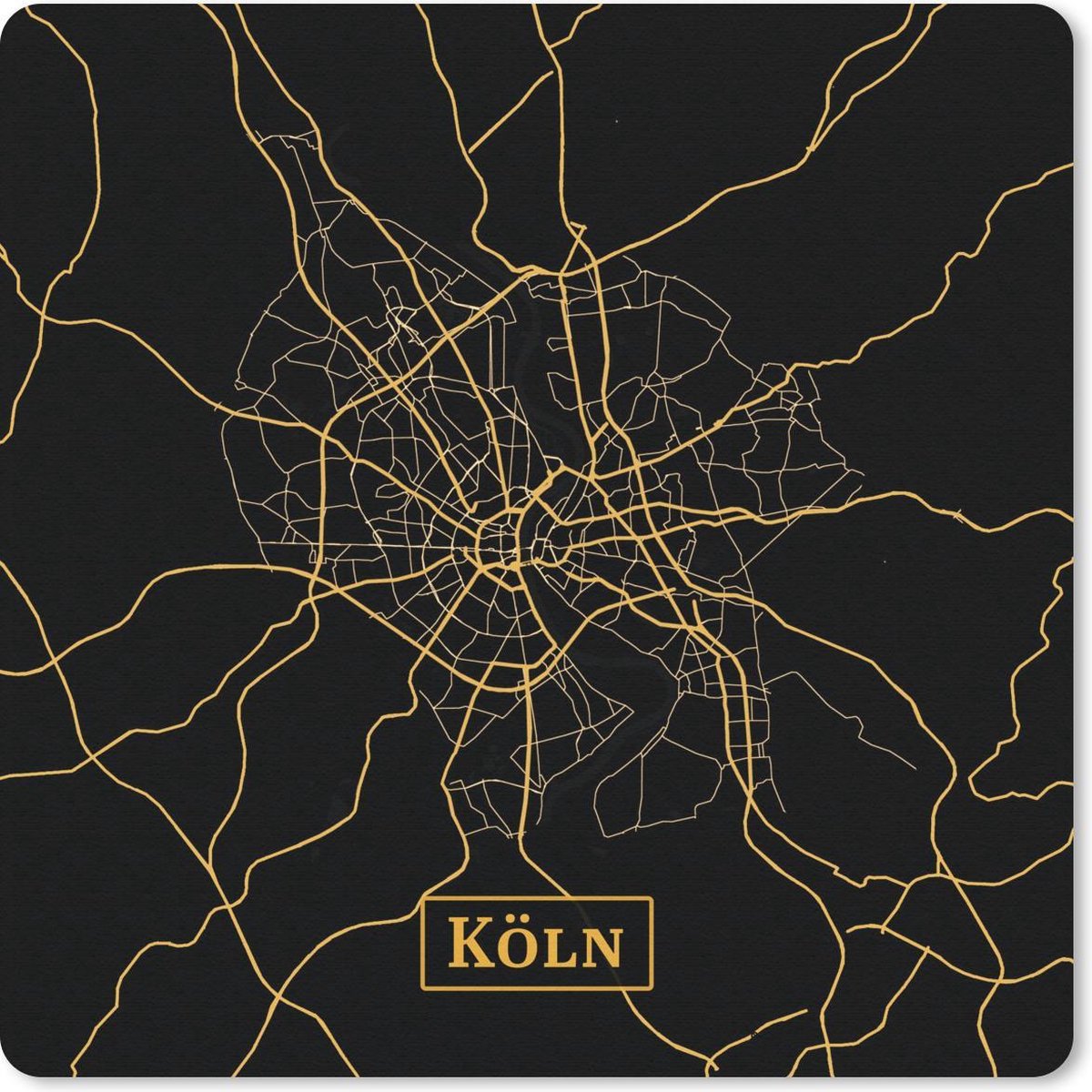 Muismat 30x30 cm - Mousepad Kaart - Keulen - Goud - Zwart - Muismatten