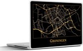 Laptop sticker - 14 inch - Kaart - Groningen - Luxe - Goud - Zwart - 32x5x23x5cm - Laptopstickers - Laptop skin - Cover