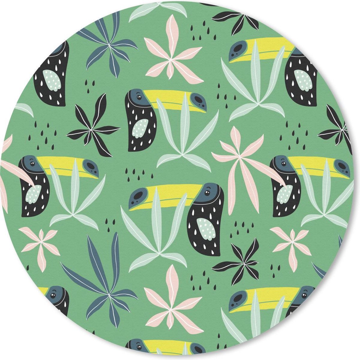 Muismat rond 30x30 cm - Mousepad Toekan - Planten - Groen - Ronde muismatten