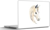 Sticker ordinateur portable - 14 pouces - Cheval - Aquarelle - Wit - Filles - Enfants - Meiden