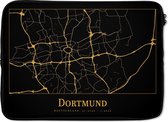 Laptophoes 13 inch - Stadskaart - Dortmund - Goud - Zwart - Laptop sleeve - Binnenmaat 32x22,5 cm - Zwarte achterkant