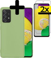 Samsung A52s Hoesje Met 2x Screenprotector - Samsung Galaxy A52s Case Cover - Siliconen Samsung A52s Hoes Met 2x Screenprotector - Groen