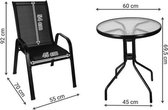 3-delige Bistroset- Grand patio bistroset- 3-delige balkonset-zitgroep 2 stoelen en 1 tafel-premium staal