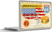 Laptop sticker - 14 inch - Amerika - Vintage - Route - Tekening - 32x5x23x5cm - Laptopstickers - Laptop skin - Cover