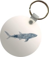 Sleutelhanger - Haai - Zee - Aquarel - Illustratie - Plastic - Rond - Uitdeelcadeautjes