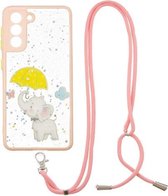 Voor Samsung Galaxy S21 5G Gekleurde Tekening Sterrenhemel Epoxy TPU Shockproof Case met Nekkoord (Olifant)