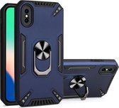 PC + TPU-beschermhoes met 360 graden draaibare ringhouder voor iPhone X / XS (koningsblauw)