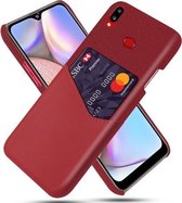 Voor Samsung Galaxy A10s Doek Textuur PC + PU lederen achterkant Schokbestendig hoesje met kaartsleuf (rood)