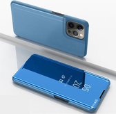 Plated Mirror Horizontal Flip Leather Case met Houder Voor iPhone 13 Pro Max (Blauw)