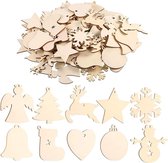 Kerstboomversiering | Kerstdecoratie | Kersthangers | Hout | 100 Stuks | 10 Motieven | Kerstversiering