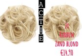 2x hairbun zand blond  SPAREN haarstuk crunchie hair extensions 45gram knotje