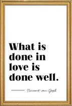 JUNIQE - Poster met houten lijst Done in Love -13x18 /Wit & Zwart