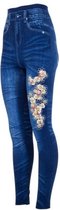 Jegging Legging Dames - Gebloemd Blauw - Maat M/L