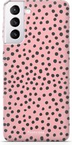 FOONCASE Coque Samsung Galaxy S21 TPU Soft Case - Coque Arrière - COLLECTION POLKA / Points / Points / Rose