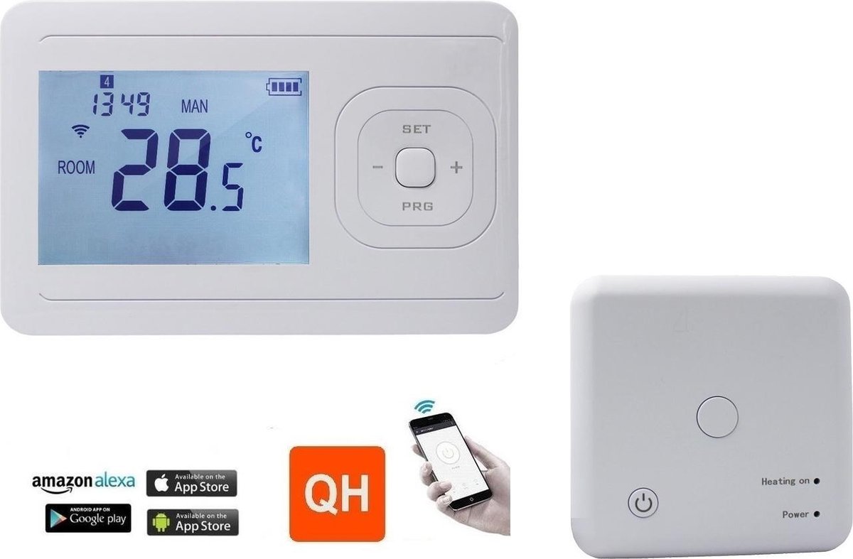 Uitleg Interpunctie Regulatie QH Basic Wifi infrarood verwarming draadloze thermostaat met compacte  opbouw ontvanger | bol.com