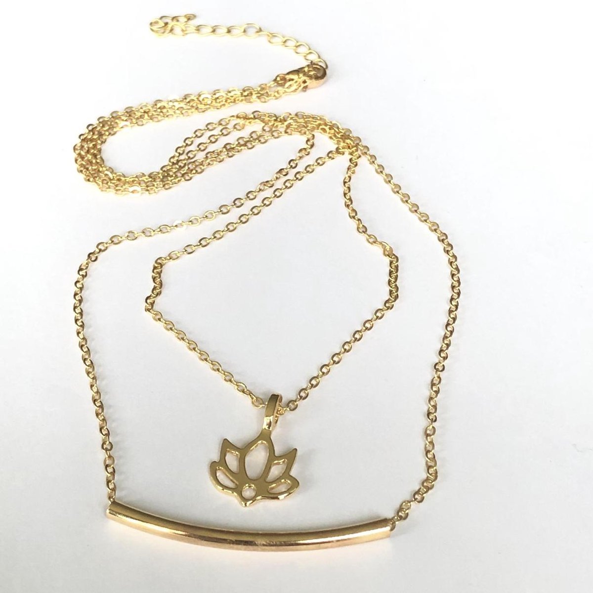 Wellness-House | Ketting Good Karma | Vergulden Ketting | Karma Ketting | Zen | 44+5cm | Lotusbloem