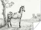 Affiche Cheval chiné debout, à droite - peinture de Jean Bernard - 80x60 cm