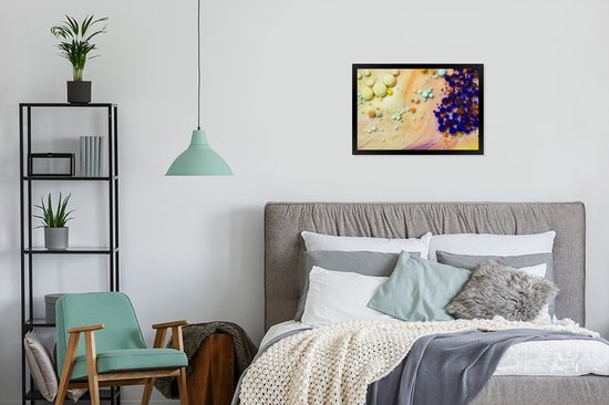 Photo encadrée - Art psychédélique de l'encre au lait cadre photo noir 60x40 cm - Affiche encadrée (Décoration murale salon / chambre)