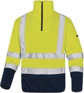 Delta Plus Hi-vis fleece trui gebreid met rits - Fluor geel | Donkerblauw - XL