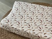 Aankleedkussenhoes - waskussenhoes - wit met veren - tricot - babyuitzet