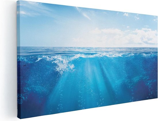 Artaza Canvas Schilderij Helder Blauwe Zee Onder Water - 120x60 - Groot - Foto Op Canvas - Canvas Print