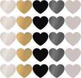 Sluitzegel grote harten  – XXL – Hart – Goud – Grijs – Zwart - Beige - 5 assorti  | Gouden hartje | envelop sticker - Geboorte kaart – Huwelijk – Verjaardag – Bedankje | Cadeau – G