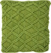 Dulaire Sierkussen Vlecht Macrame Groen Katoen 45x45 - incl. vulling