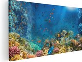 Artaza Canvas Schilderij Onderwater Vissen Met Koraal In De Zee - 60x30 - Foto Op Canvas - Canvas Print