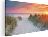 Artaza Canvas Schilderij Strand En Duinen Bij Zonsondergang - 120x60 - Groot - Foto Op Canvas - Canvas Print